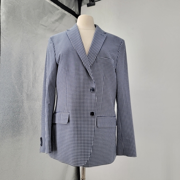 Tommy Hilfiger Other - Tommy Hilfiger Navy Blue Gingham Checkered Sports Coat 44R Blazer Preppy Jacket